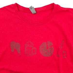 Next Level Apparel Men’s Red Graphic T Shirt Drumstick Beer Pizza Print Size XXL